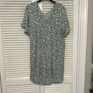 Floral Green and White Dress